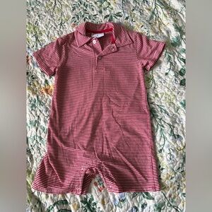 Jelly Beans Red & White Striped Polo Romper
